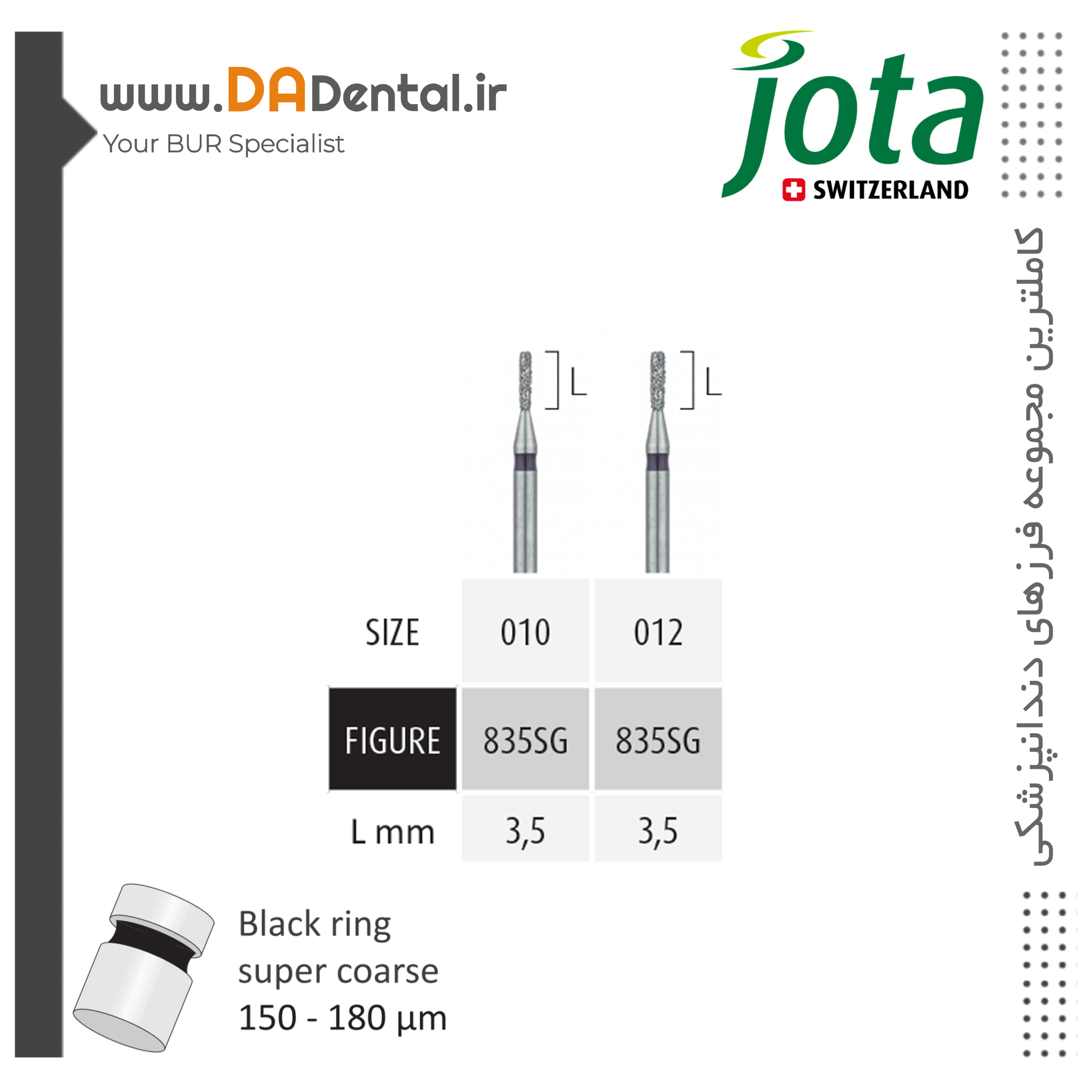 فرز فیشور کوتاه الماسی دور مشکی جوتا JOTA کد SG835