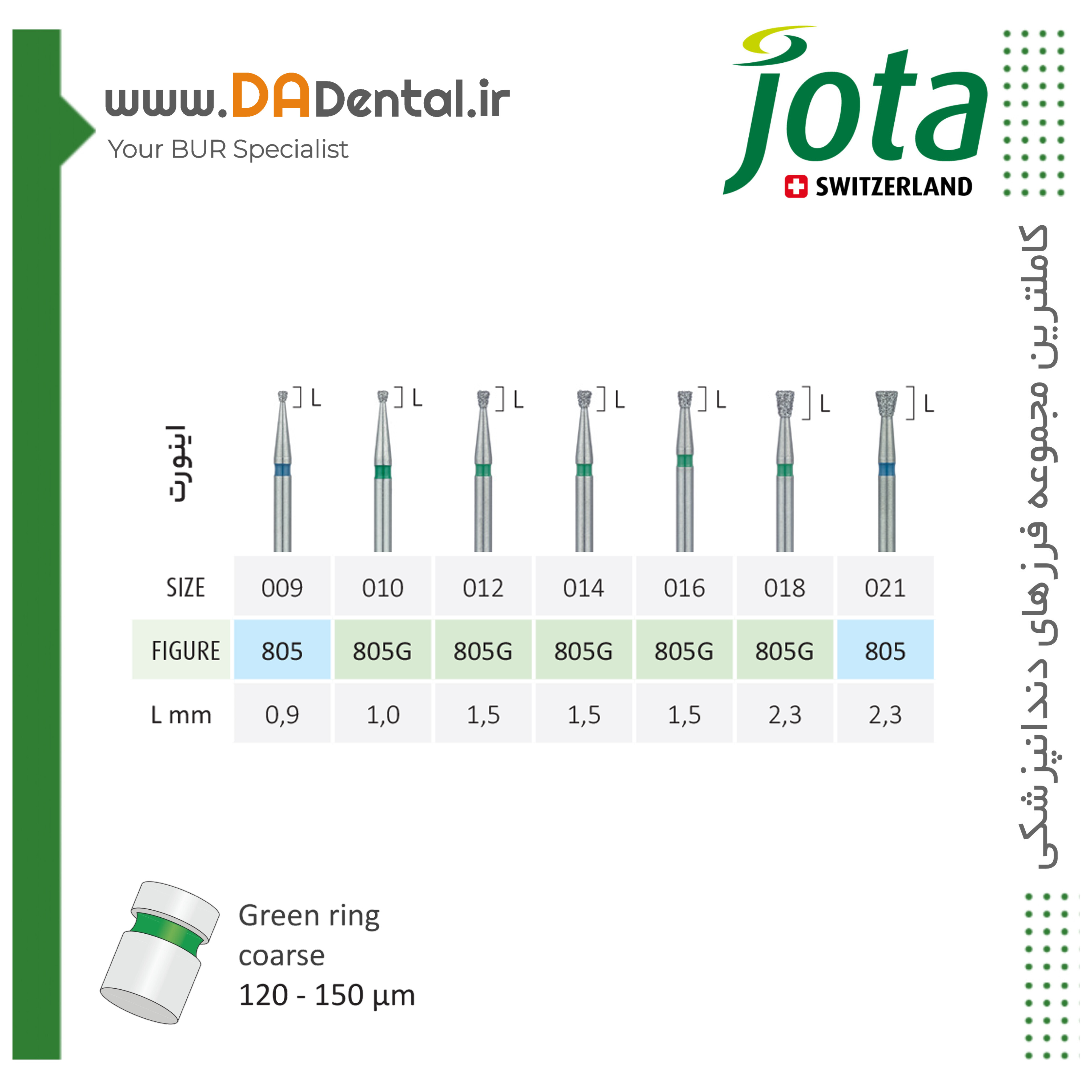 فرز اینورت الماسی دور سبز جوتا JOTA کد G805