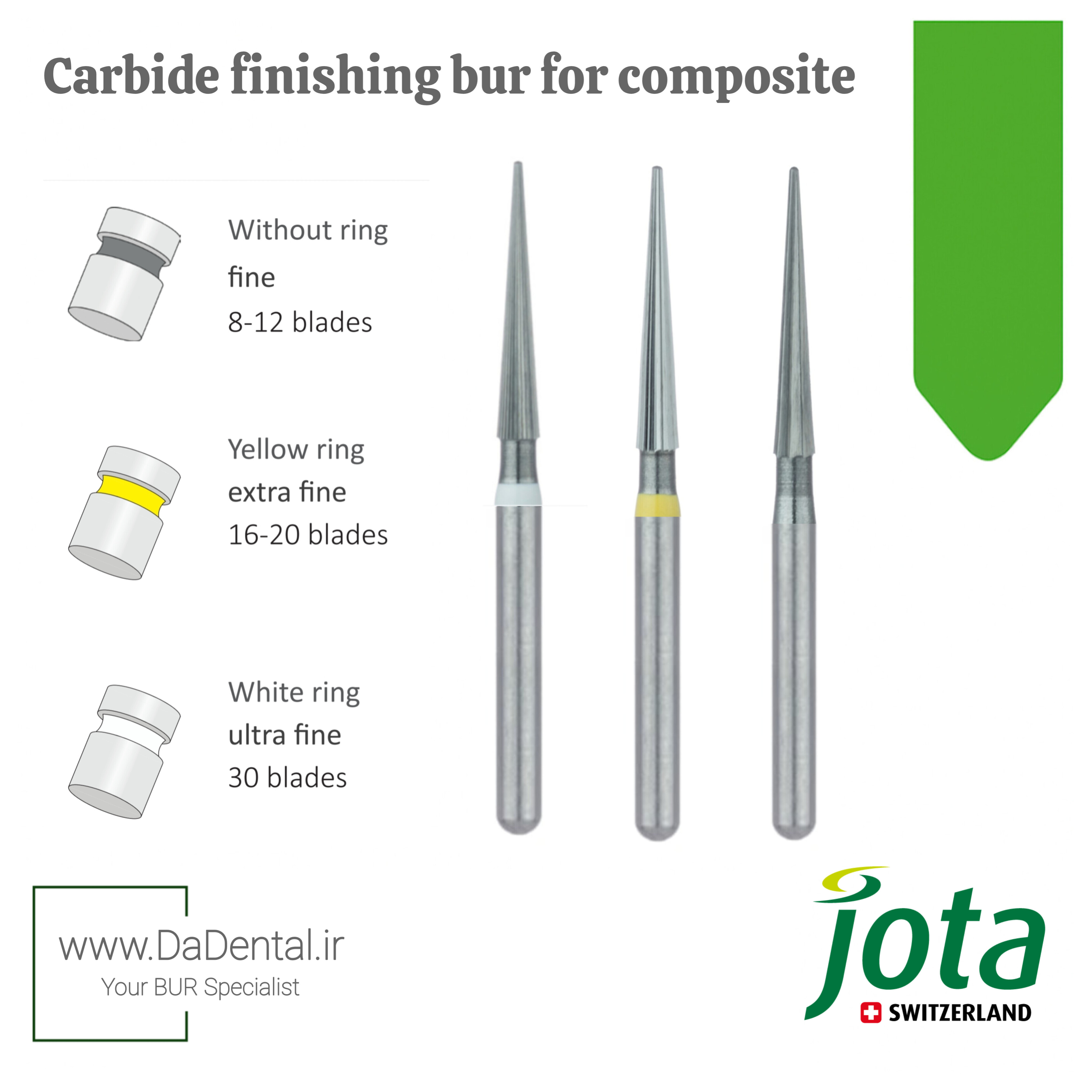 فرز کارباید نیدل بلند پرداخت کامپوزیت مخصوص توربین جوتا jota کد C135 FG