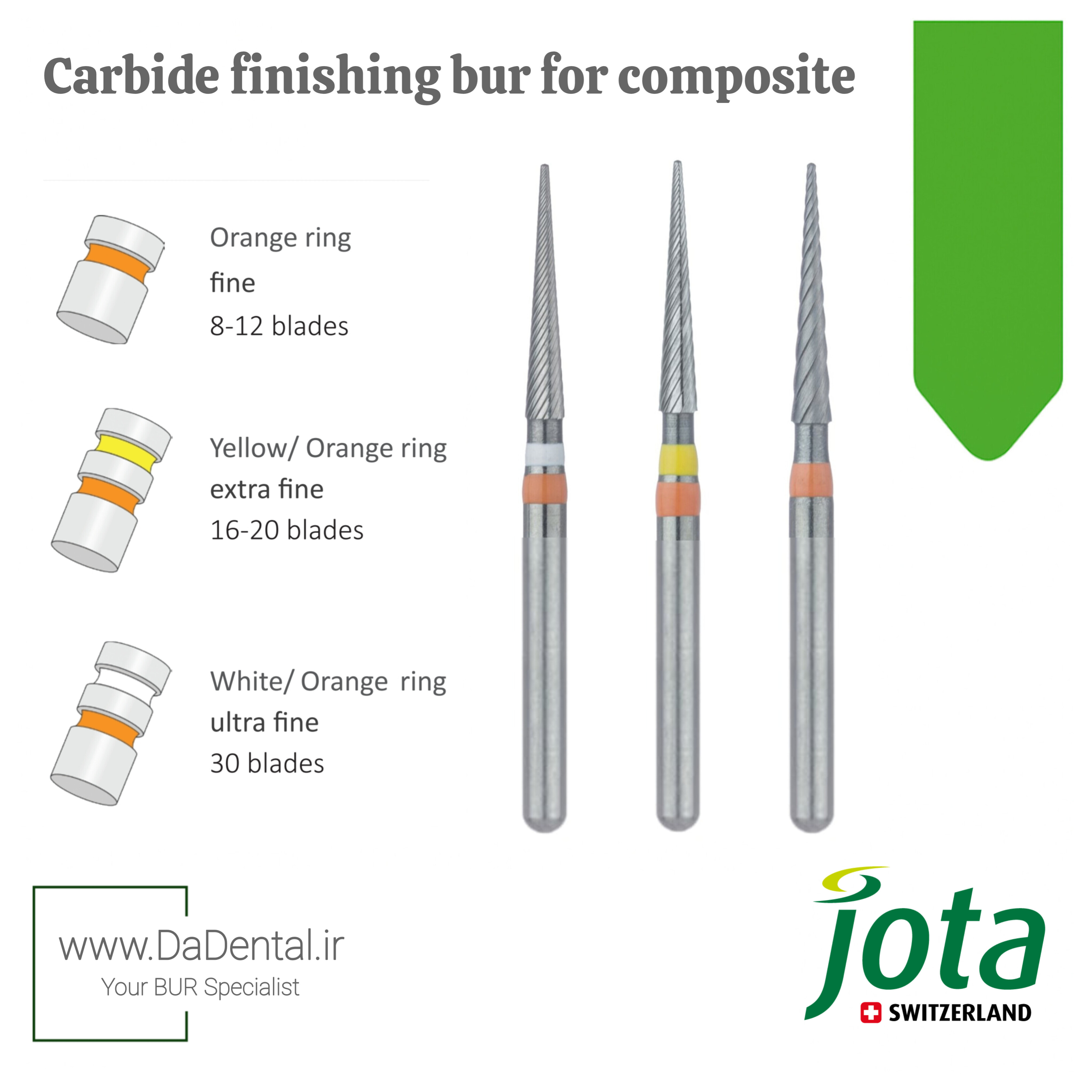 فرز کارباید نیدل بلند پرداخت کامپوزیت (سری جدید) مخصوص توربین جوتا jota کد CD135 FG