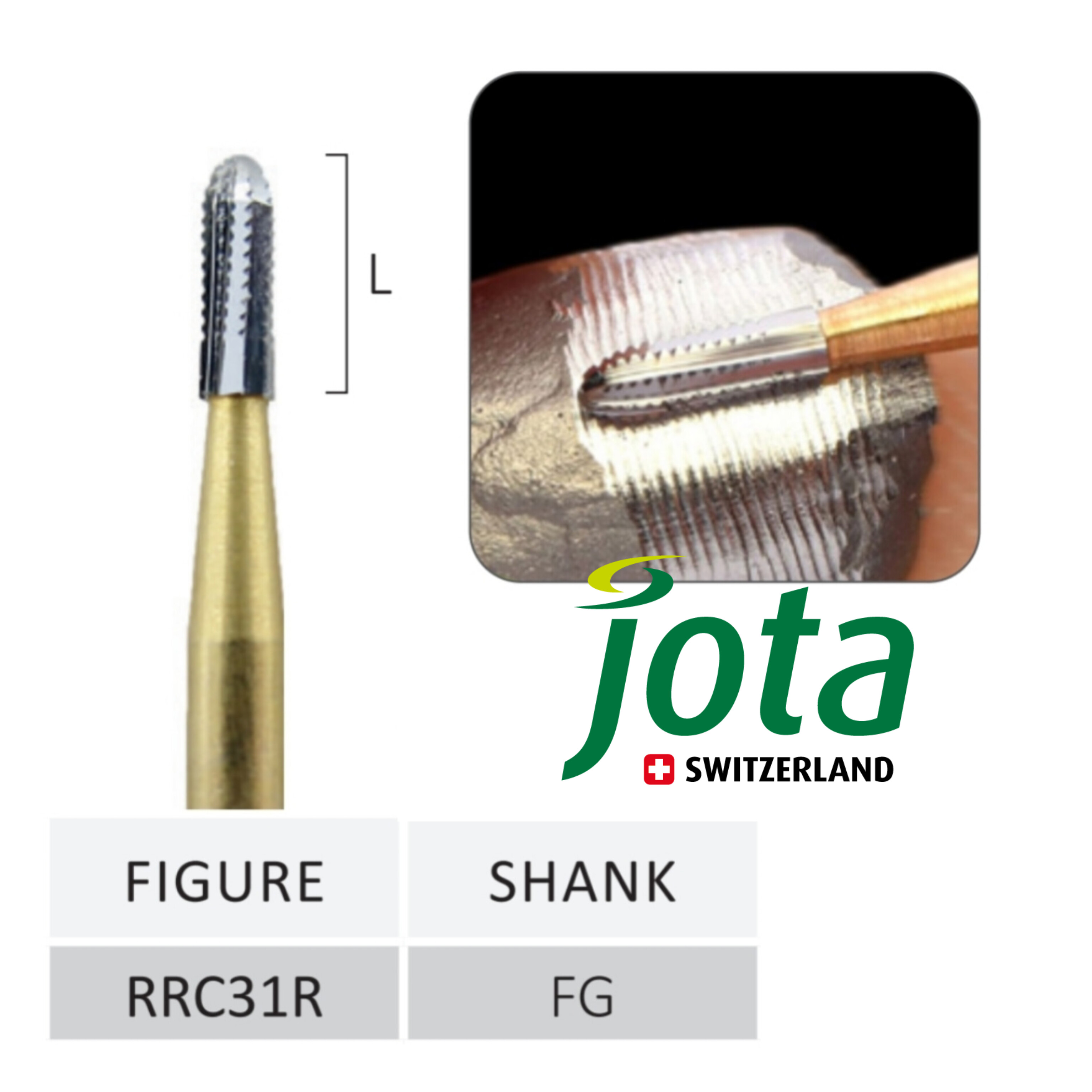 فرز کارباید تراش و برش روکش های فلزی و سرامیکی CROWN CUTTER مخصوص توربین جوتا JOTA کد RRC31R.FG