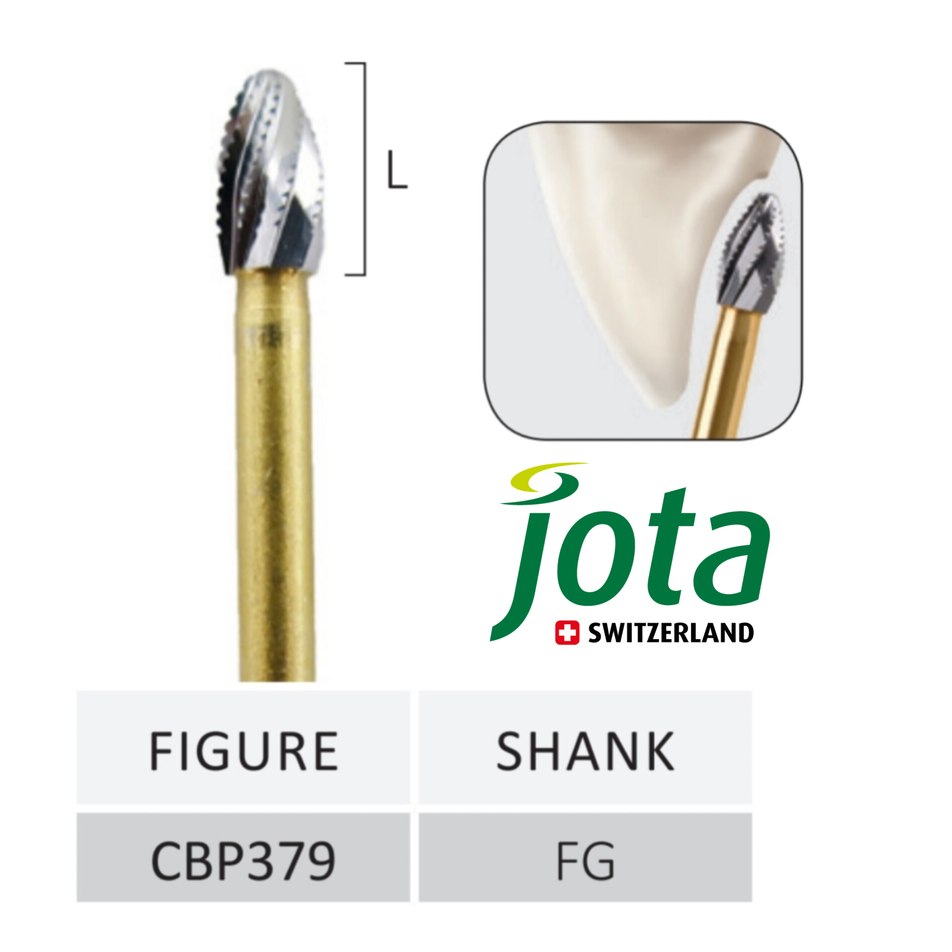 فرز کارباید تخم مرغی تراش روکش های سرامیکی مخصوص توربین جوتا JOTA کد CBP379.FG