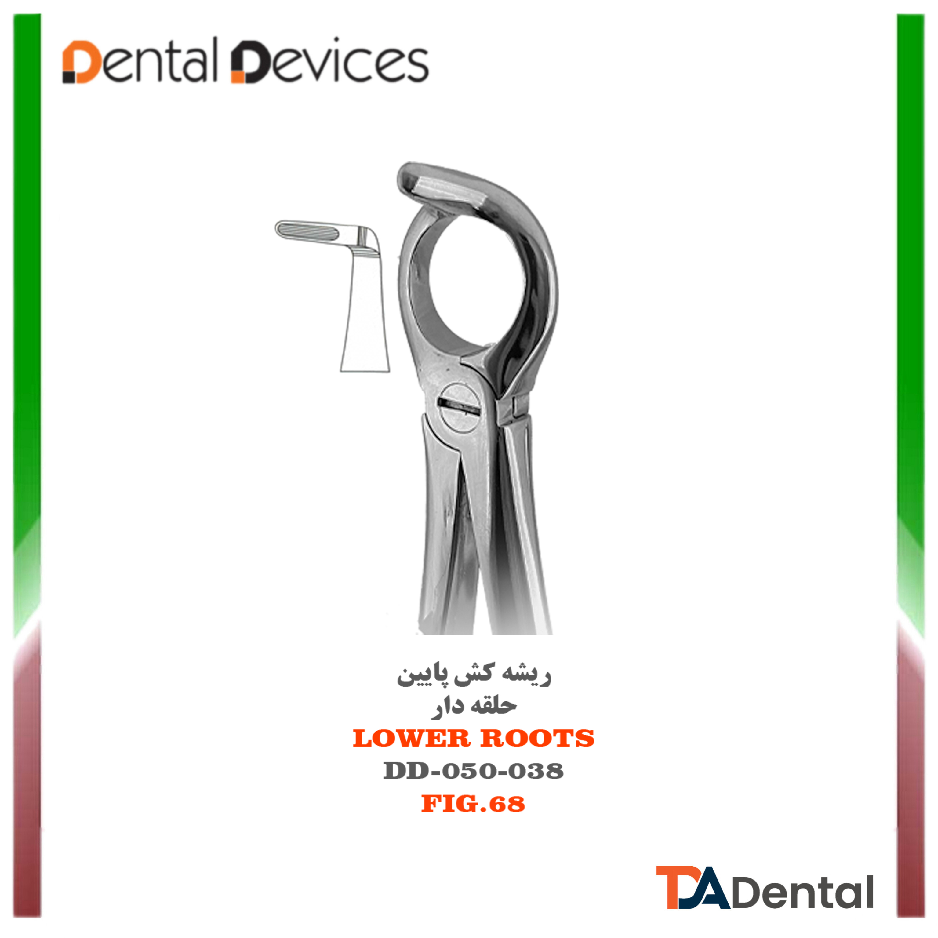 فورسپس ریشه کش حلقه دار پایین دنتال دیوایس Dental Devices کد DD-050-038